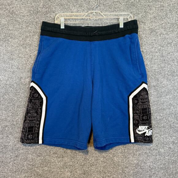 Nike Air Shorts Mens Large Blue Fleece Stretch Swoosh Sweat Shorts Casual - Picture 1 of 10